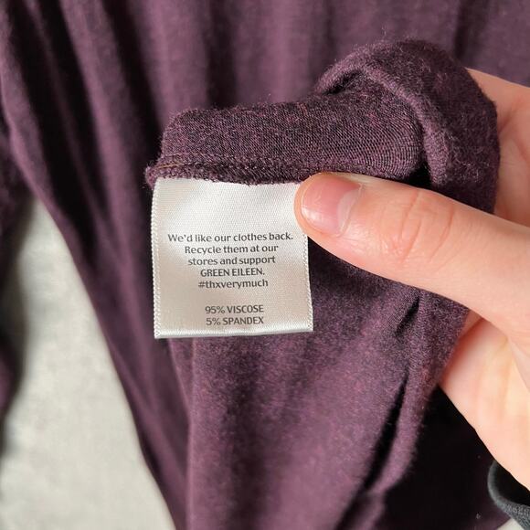 Eileen Fisher Long Sleeve V-Neck Dress Plum Purple Minimalist Comfort Fit Large - Picture 6 of 6